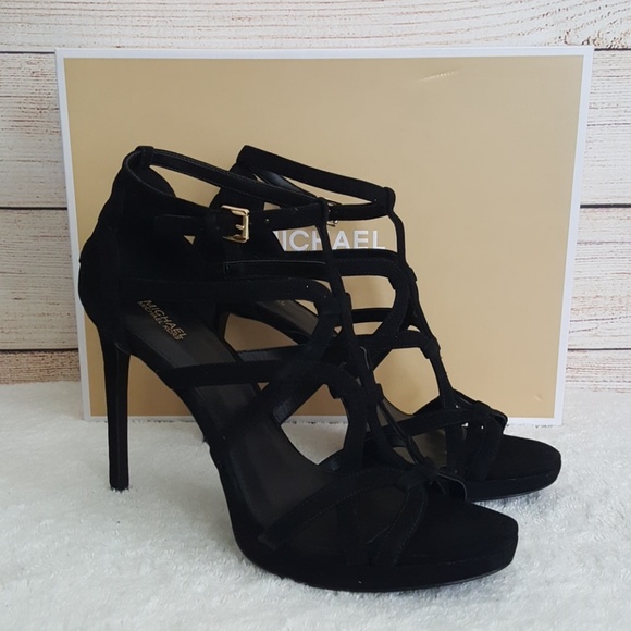 Michael Kors Shoes - Michael Kors Sandra Black Leather Platform Sandal